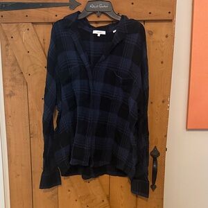 Vince Blue and Black Plaid Shirt